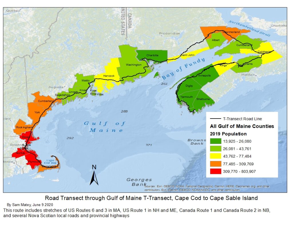 Draft Map of a Road Transect in the Gulf of Maine